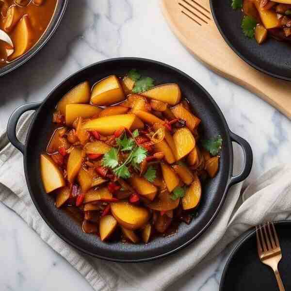 Пикантная тушеная капуста с яблоками